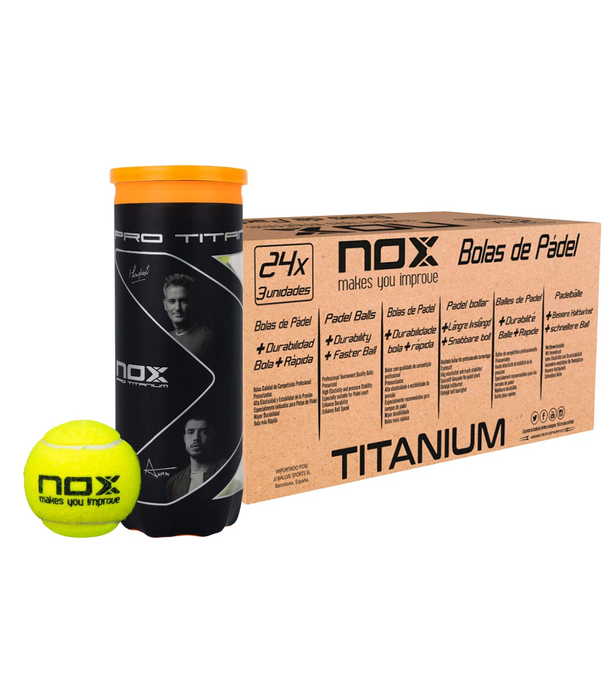 NOX PRO TITANIUM 3 padel balls can (BOX 24)
